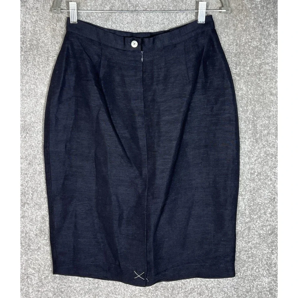 Vintage GH Signature Linen Blend Blazer Skirt Suit Womens Sz 12 Blue Lined New